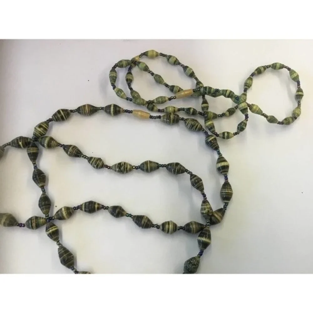 Two Paper Spun Bead Necklace